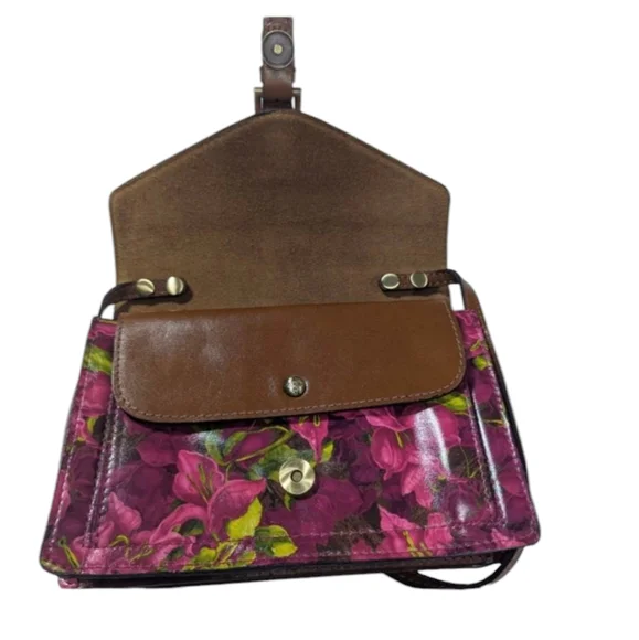 Patricia Nash Bougainvilleas Along The Coast Floral Leather Crossbody Bag